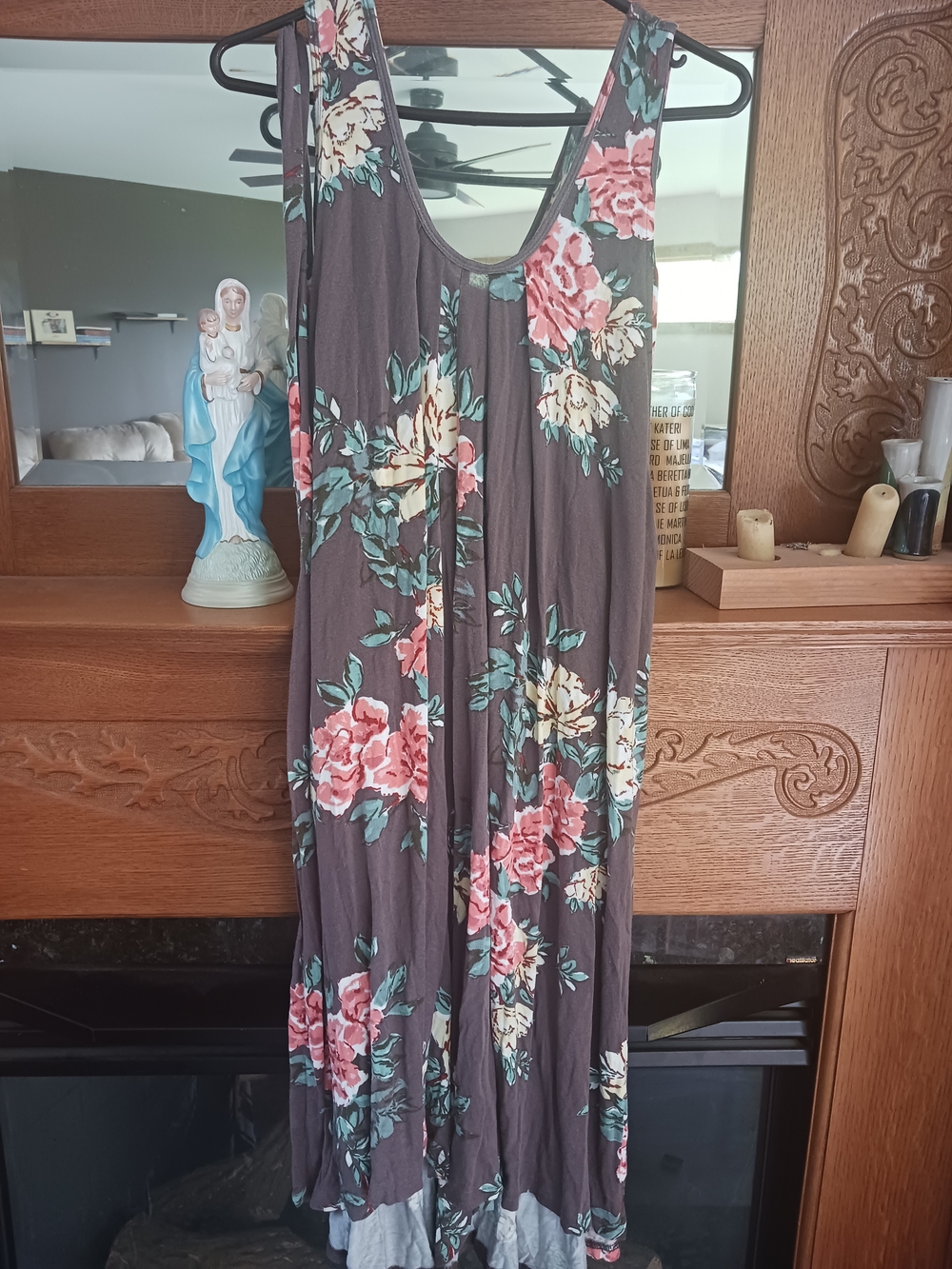 Latched Mama Brown Romper with Pink & Cream Floral Print Sz 6-18